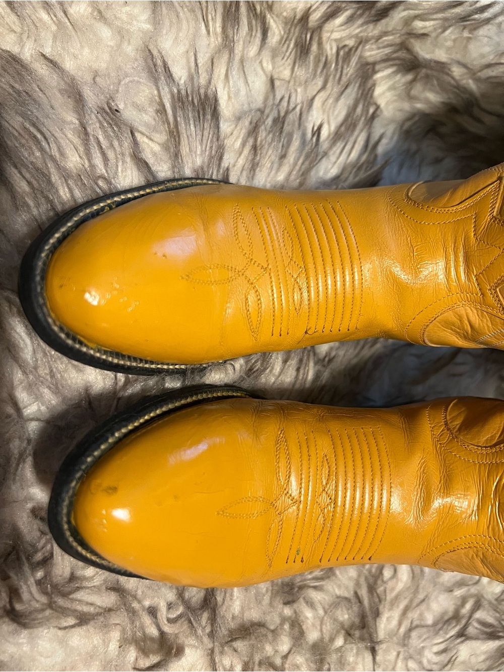 Tony Lama BLK Label women 17in Tall Western Boots in Mustard tone, Sz 5.5 B - Picture 3 of 13